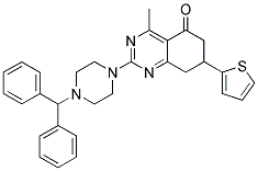 2-(4-BENZHYDRYLPIPERAZIN-1-YL)-4-METHYL-7-(THIOPHEN-2-YL)-7,8-DIHYDROQUINAZOLIN-5(6H)-ONE 结构式