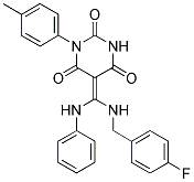 5-{(Z)-ANILINO[(4-FLUOROBENZYL)AMINO]METHYLIDENE}-1-(4-METHYLPHENYL)-2,4,6(1H,3H)-PYRIMIDINETRIONE 结构式