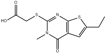 (6-ETHYL-3-METHYL-4-OXO-3,4-DIHYDRO-THIENO[2,3-D]PYRIMIDIN-2-YLSULFANYL)-ACETIC ACID 结构式