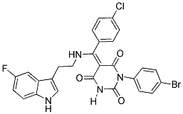 (E)-1-(4-BROMOPHENYL)-5-((4-CHLOROPHENYL)(2-(5-FLUORO-1H-INDOL-3-YL)ETHYLAMINO)METHYLENE)PYRIMIDINE-2,4,6(1H,3H,5H)-TRIONE 结构式