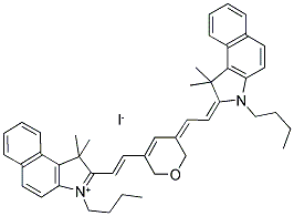 3-BUTYL-2-((E)-2-[5-[(Z)-2-(3-BUTYL-1,1-DIMETHYL-1,3-DIHYDRO-2H-BENZO[E]INDOL-2-YLIDENE)ETHYLIDENE]-2H-PYRAN-3(6H)-YL]ETHENYL)-1,1-DIMETHYL-1H-BENZO[E]INDOLIUM IODIDE 结构式