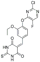 5-{4-[(2-CHLORO-5-FLUOROPYRIMIDIN-4-YL)OXY]-3-ETHOXYBENZYLIDENE}-2-THIOXODIHYDROPYRIMIDINE-4,6(1H,5H)-DIONE 结构式