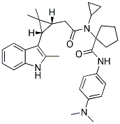 1-(N-CYCLOPROPYL-2-((1R,3S)-2,2-DIMETHYL-3-(2-METHYL-1H-INDOL-3-YL)CYCLOPROPYL)ACETAMIDO)-N-(4-(DIMETHYLAMINO)PHENYL)CYCLOPENTANECARBOXAMIDE 结构式