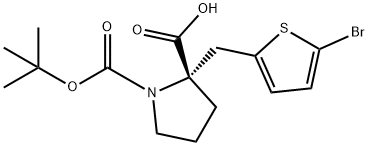 (S)-2-((5-溴噻吩-2-基)甲基)-1-(叔丁氧基羰基)吡咯烷-2-羧酸 结构式