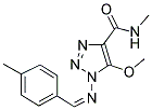 5-METHOXY-N-METHYL-1-{[(1Z)-(4-METHYLPHENYL)METHYLENE]AMINO}-1H-1,2,3-TRIAZOLE-4-CARBOXAMIDE 结构式