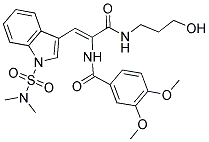 (Z)-N-(1-(1-(N,N-DIMETHYLSULFAMOYL)-1H-INDOL-3-YL)-3-(3-HYDROXYPROPYLAMINO)-3-OXOPROP-1-EN-2-YL)-3,4-DIMETHOXYBENZAMIDE 结构式