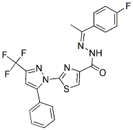 N'-[(1Z)-1-(4-FLUOROPHENYL)ETHYLIDENE]-2-[5-PHENYL-3-(TRIFLUOROMETHYL)-1H-PYRAZOL-1-YL]-1,3-THIAZOLE-4-CARBOHYDRAZIDE 结构式