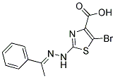 5-BROMO-2-[(2E)-2-(1-PHENYLETHYLIDENE)HYDRAZINO]-1,3-THIAZOLE-4-CARBOXYLIC ACID 结构式