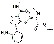 ETHYL 5-({1-(2-AMINOPHENYL)-4-[(METHYLAMINO)CARBONYL]-1H-1,2,3-TRIAZOL-5-YL}THIO)-1,2,3-THIADIAZOLE-4-CARBOXYLATE 结构式