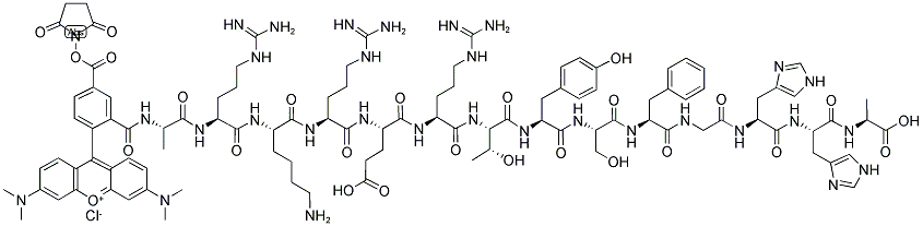 5-TMR-ALA-ARG-LYS-ARG-GLU-ARG-THR-TYR-SER-PHE-GLY-HIS-HIS-ALA-OH 结构式