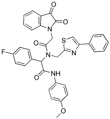 2-(2,3-DIOXOINDOLIN-1-YL)-N-(1-(4-FLUOROPHENYL)-2-(4-METHOXYPHENYLAMINO)-2-OXOETHYL)-N-((4-PHENYLTHIAZOL-2-YL)METHYL)ACETAMIDE 结构式