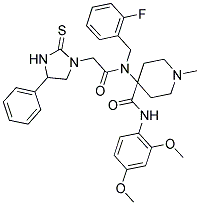 N-(2,4-Dimethoxyphenyl)-4-(N-(2-fluorobenzyl)-2-(4-phenyl-2-thioxoimidazolidin-1-yl)acetamido)-1-methylpiperidine-4-carboxamide 结构式