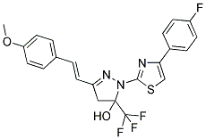 1-[4-(4-FLUOROPHENYL)-1,3-THIAZOL-2-YL]-3-[(E)-2-(4-METHOXYPHENYL)VINYL]-5-(TRIFLUOROMETHYL)-4,5-DIHYDRO-1H-PYRAZOL-5-OL 结构式