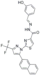 (E)-N'-(3-HYDROXYBENZYLIDENE)-2-(5-(NAPHTHALEN-2-YL)-3-(TRIFLUOROMETHYL)-1H-PYRAZOL-1-YL)THIAZOLE-4-CARBOHYDRAZIDE 结构式