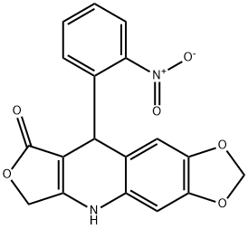 9-(2-NITROPHENYL)-6,9-DIHYDRO[1,3]DIOXOLO[4,5-G]FURO[3,4-B]QUINOLIN-8(5H)-ONE 结构式