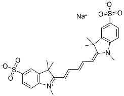 3H-Indolium, 2-[5-(1,3-dihydro-1,3,3-trimethyl-5-sulfo-2H-indol-2-ylidene)-1,3-pentadienyl]-1,3,3-trimethyl-5-sulfo-, inner salt, sodium salt 结构式