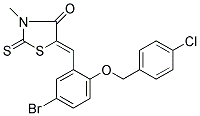 (5Z)-5-{5-BROMO-2-[(4-CHLOROBENZYL)OXY]BENZYLIDENE}-3-METHYL-2-THIOXO-1,3-THIAZOLIDIN-4-ONE 结构式