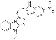 9-ETHYL-3-(6-NITRO-1H-BENZOIMIDAZOL-2-YLMETHYLSULFANYL)-9H-BENZO[4,5]IMIDAZO[2,1-C][1,2,4]TRIAZOLE 结构式