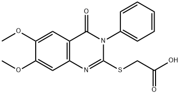 (6,7-Dimethoxy-4-oxo-3-phenyl-3,4-dihydro-quinazolin-2-ylsulfanyl)-acetic acid 结构式