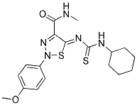 (5Z)-5-{[(CYCLOHEXYLAMINO)CARBONOTHIOYL]IMINO}-2-(4-METHOXYPHENYL)-N-METHYL-2,5-DIHYDRO-1,2,3-THIADIAZOLE-4-CARBOXAMIDE 结构式