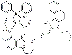 1H-BENZ[E]INDOLIUM, 3-BUTYL-2-[5-(3-BUTYL-1,3-DIHYDRO-1,1-DIMETHYL-2H-BENZ[E]INDOL-2-YLIDENE)-1,3-PENTADIENYL]-1,1-DIMETHYL-, TETRAPHENYLBORATE(-1) 结构式