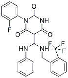 5-((Z)-ANILINO{[2-(TRIFLUOROMETHYL)BENZYL]AMINO}METHYLIDENE)-1-(2-FLUOROPHENYL)-2,4,6(1H,3H)-PYRIMIDINETRIONE 结构式