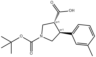 BOC-(TRANS)-4-(3-METHYL-PHENYL)-PYRROLIDINE-3-CARBOXYLIC ACID 结构式