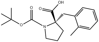 (S)-1-(叔丁氧基羰基)-2-(2-甲基苄基)吡咯烷-2-羧酸 结构式