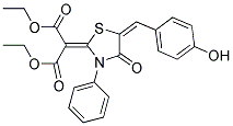 DIETHYL 2-{5-[(E)-(4-HYDROXYPHENYL)METHYLIDENE]-4-OXO-3-PHENYL-1,3-THIAZOLIDIN-2-YLIDENE}MALONATE 结构式