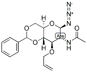 2-乙酰氨基-3-O-烯丙基-4,6-O-苯亚甲基-2-脱氧-Β-D-吡喃葡萄糖酰基叠氮化物 结构式