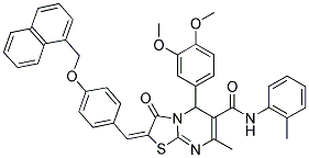 (E)-5-(3,4-DIMETHOXYPHENYL)-7-METHYL-2-(4-(NAPHTHALEN-1-YLMETHOXY)BENZYLIDENE)-3-OXO-N-O-TOLYL-3,5-DIHYDRO-2H-THIAZOLO[3,2-A]PYRIMIDINE-6-CARBOXAMIDE 结构式