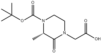 (S)-2-(4-(叔丁氧羰基)-3-甲基-2-氧代哌嗪-1-基)乙酸 结构式