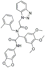 2-(2-(1H-BENZO[D][1,2,3]TRIAZOL-1-YL)-N-(2-METHYLBENZYL)ACETAMIDO)-N-(BENZO[D][1,3]DIOXOL-5-YL)-2-(3,4,5-TRIMETHOXYPHENYL)ACETAMIDE 结构式