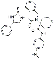 4-(N-BENZYL-2-(4-PHENYL-2-THIOXOIMIDAZOLIDIN-1-YL)ACETAMIDO)-N-(4-(DIMETHYLAMINO)PHENYL)-TETRAHYDRO-2H-THIOPYRAN-4-CARBOXAMIDE 结构式