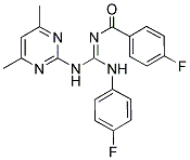 N-{(1E)-[(4,6-DIMETHYLPYRIMIDIN-2-YL)AMINO][(4-FLUOROPHENYL)AMINO]METHYLENE}-4-FLUOROBENZAMIDE 结构式