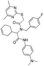 2-(CYCLOHEX-3-ENYL)-N-(4-(DIMETHYLAMINO)PHENYL)-2-(2-(4,6-DIMETHYLPYRIMIDIN-2-YLTHIO)-N-(4-FLUOROBENZYL)ACETAMIDO)ACETAMIDE 结构式