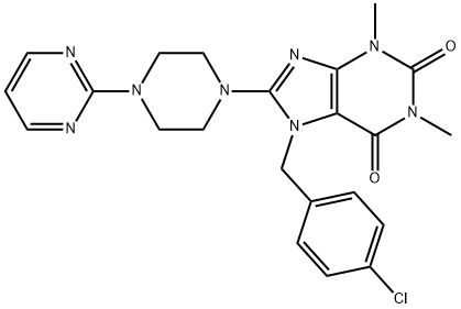 7-(4-CHLOROBENZYL)-1,3-DIMETHYL-8-(4-PYRIMIDIN-2-YLPIPERAZIN-1-YL)-3,7-DIHYDRO-1H-PURINE-2,6-DIONE 结构式