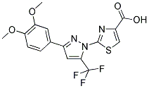 2-[3-(3,4-Dimethoxyphenyl)-5-(trifluoromethyl)-1H-pyrazol-1-yl]-1,3-thiazole-4-carboxylic acid 结构式