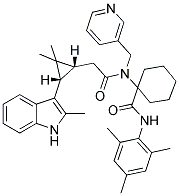 1-(2-((1R,3S)-2,2-DIMETHYL-3-(2-METHYL-1H-INDOL-3-YL)CYCLOPROPYL)-N-(PYRIDIN-3-YLMETHYL)ACETAMIDO)-N-MESITYLCYCLOHEXANECARBOXAMIDE 结构式