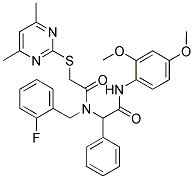 N-(2,4-DIMETHOXYPHENYL)-2-(2-(4,6-DIMETHYLPYRIMIDIN-2-YLTHIO)-N-(2-FLUOROBENZYL)ACETAMIDO)-2-PHENYLACETAMIDE 结构式