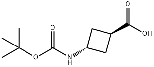 反式-3-(BOC-氨基)环丁烷甲酸 结构式