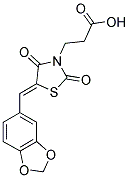 3-(5-BENZO[1,3]DIOXOL-5-YLMETHYLENE-2,4-DIOXO-THIAZOLIDIN-3-YL)-PROPIONIC ACID 结构式