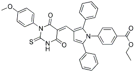 (E)-ETHYL 4-(3-((3-(4-METHOXYPHENYL)-4,6-DIOXO-2-THIOXO-TETRAHYDROPYRIMIDIN-5(6H)-YLIDENE)METHYL)-2,5-DIPHENYL-1H-PYRROL-1-YL)BENZOATE 结构式