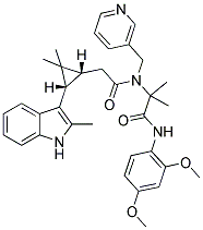 N-(2,4-DIMETHOXYPHENYL)-2-(2-((1R,3S)-2,2-DIMETHYL-3-(2-METHYL-1H-INDOL-3-YL)CYCLOPROPYL)-N-(PYRIDIN-3-YLMETHYL)ACETAMIDO)-2-METHYLPROPANAMIDE 结构式