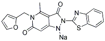 SODIUM 2-(1,3-BENZOTHIAZOL-2-YL)-5-(2-FURYLMETHYL)-4-METHYL-3-OXO-3,5-DIHYDRO-2H-PYRAZOLO[4,3-C]PYRIDIN-6-OLATE 结构式