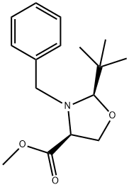 (2R,4S)-N-BENZYL-2-T-BUTYLOXAZOLIDINE-4-CARBOXYLIC ACID, METHYL ESTER 结构式