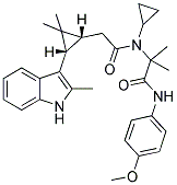 2-(CYCLOPROPYL{2-[(1R,3S)-2,2-DIMETHYL-3-(2-METHYL-1H-INDOL-3-YL)CYCLOPROPYL]ACETYL}AMINO)-N-(4-METHOXYPHENYL)-2-METHYLPROPANAMIDE 结构式