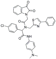 2-(4-CHLOROPHENYL)-N-(4-(DIMETHYLAMINO)PHENYL)-2-(2-(2,3-DIOXOINDOLIN-1-YL)-N-((4-PHENYLTHIAZOL-2-YL)METHYL)ACETAMIDO)ACETAMIDE 结构式