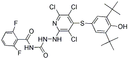 N-(2,6-DIFLUOROBENZOYL)-2-(3,5,6-TRICHLORO-4-(3,5-DITERT-BUTYL-4-HYDROXYPHENYLTHIO)PYRIDIN-2-YL)HYDRAZINECARBOXAMIDE 结构式