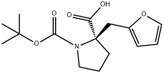 (R)-1-(叔丁氧基羰基)-2-(呋喃-2-基甲基)吡咯烷-2-羧酸 结构式